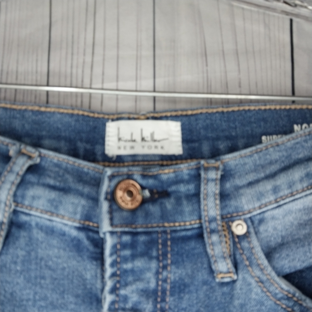 Nicole Miller Nomad Super High Rise Straight Blue Distressed Jeans - Picture 6 of 14